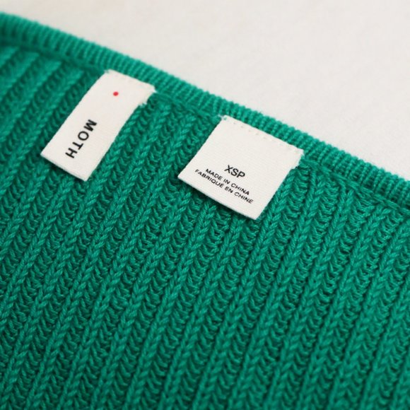 Anthropologie Moth Liza Surplice V Neck Faux Wrap Sweater Kelly Green Ribbed XSP - Picture 10 of 15